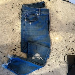 Express Women's Blue Distressed Jeggings